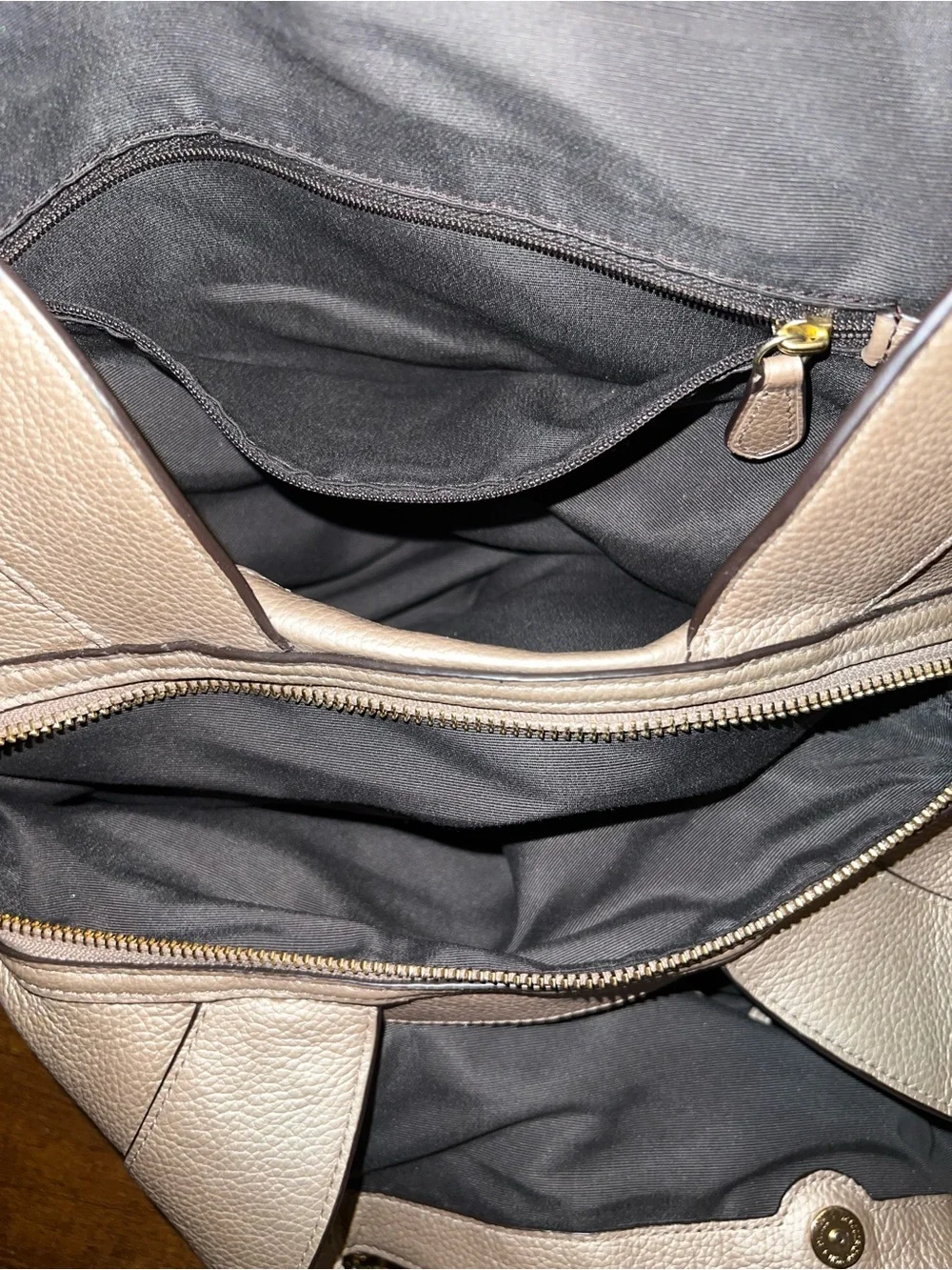 Coach Lexy Metallic Gold Tan Pebbled Leather Luxury Glam Chic Shoulder Bag